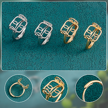 PandaHall Elite 4Pcs 2 Colors Adjustable Brass Ring Components(KK-PH0005-29)-4
