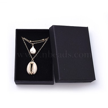 Cowrie Shell and Plated Natural Baroque Pearl Keshi Pearl Tiered Necklaces(NJEW-JN02389)-6