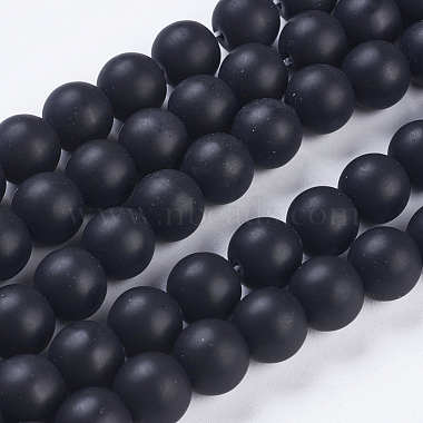 10mm Round Black Stone Beads