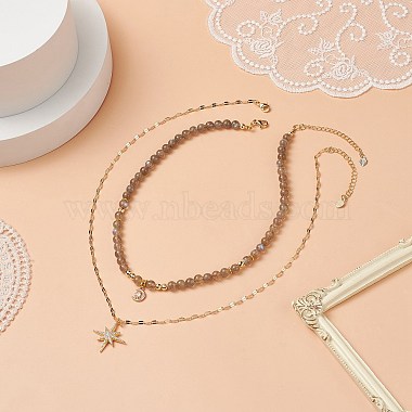 Star & Moon Pendant Necklaces Sets for Women(NJEW-JN04126)-5