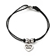 304 Stainless Steel Heart with Word Mama Charm Bracelet with Waxed Cord for Mother's Day(BJEW-A125-24)-1