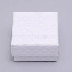 Cardboard Jewelry Boxes, with Black Sponge, for Jewelry Gift Packaging, Square, White, 5.1x5.1x3.3cm(CBOX-WH0007-01A)