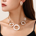 Alloy Enamel Pendant Necklaces & Stud Dangle Earrings Sets, Ring, White, Necklace: 14.96 inch(38cm)(FS-WG52143-02)