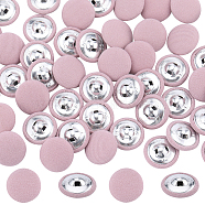 50Pcs 1-Hole Cloth Buttons, with Aluminium Findings, Flat Round Button, Pink, 19x9mm, Hole: 2x2.5mm(DIY-GF0008-50B)