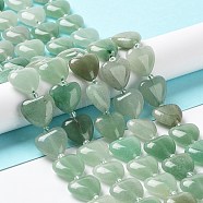 Natural Green Aventurine Beads Strands, with Seed Beads, Heart, 14~15x15x6~6.5mm, Hole: 1.4mm, about 23~24pcs/strand, 14.57''(37cm)(G-E614-A15-01)