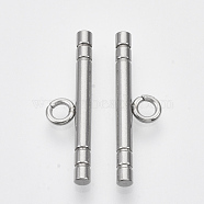 201 Stainless Steel Toggle Clasps Parts, Stainless Steel Color, Bar: 25x7x2.5mm, Hole: 2.5mm(X-STAS-R099-01)