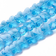 Transparent Glass Beads, Faceted, Butterfly, Deep Sky Blue, 12x14.5x7.5mm, Hole: 1mm(GLAA-Q066-14mm-B11)