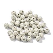Unwaxed Natural Lava Rock Beads, for Perfume Essential Oil Beads, Aromatherapy Beads, Dyed, Round, Antique White, 8.5mm, Hole: 1.5~2mm(G-F325-8mm-A08)