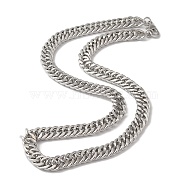 Iron Cuban Link Chain Necklaces for Women Men, Platinum, 17.72 inch(45cm), Link: 11x9x1.6mm(NJEW-A028-01A-P)