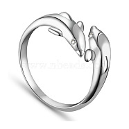 SHEGRACE Newest Vogue Design Dolphin 925 Sterling Silver Cuff Rings, Open Rings, Silver, 16mm(JR27A)