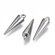 201 Stainless Steel Pendants, Cone, Stainless Steel Color, 17.5x5mm, Hole: 1.6mm(STAS-S117-002C-01)