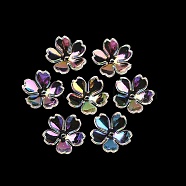 Transparent Acrylic Caps, UV Plating Iridescent, Flower, Clear, 18x18.5x5mm, Hole: 1.5mm(MACR-K358-08A)