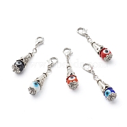 304 Stainless Steel Pendants, with Lobster Claw Clasp and Alloy Bead Cap, Antique Silver, 42mm(HJEW-JM00521)