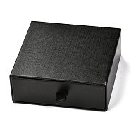 Square Paper Drawer Box, with Black Sponge & Polyester Rope, for Bracelet and Rings, Black, 9.3x9.4x3.4cm(CON-J004-01C-05)
