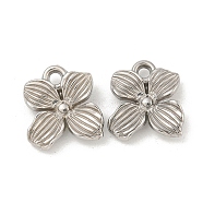 Non-Tarnish 304 Stainless Steel Pendants, Flower Charm, Stainless Steel Color, 17x16x4mm, Hole: 2.1mm(STAS-N103-143P)