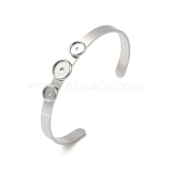 304 Stainless Steel Cuff Bangle Making, Flat Round Tray Setting, Stainless Steel Color, Tray: 6mm & 8mm, 1/4 inch(0.5cm), Inner Diameter: 2x1/8~1-3/4 inch(5.5x4.6cm)(STAS-Q300-02P)