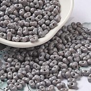 Baking Paint Glass Seed Beads, Peanut, Gray, 5.5~6x3~3.5x3mm, Hole: 1~1.2mm, about 4000pcs/pound(SEED-K009-01A-16)