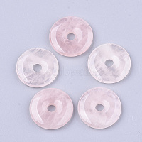 Natural Rose Quartz Pendants, Donut/Pi Disc, Donut Width: 7.3~7.5mm, 20x3~5mm, Hole: 5~5.5mm