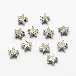 Alloy Beads, Star, Platinum, 5x6x3mm, Hole: 1.5mm(X-KK-K168-02P)