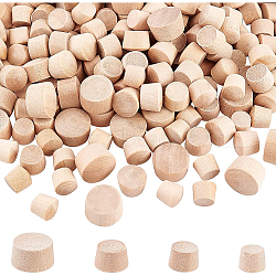 BENECREAT 300Pcs 4 Style Wooden Bottle Stoppers, Bottle Tampions, Trapezoid, Blanched Almond, 9~14x8~9mm(FIND-BC0002-83)
