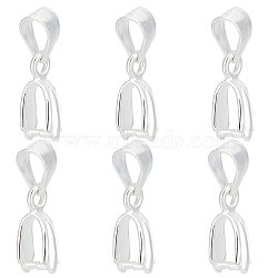 6Pcs 925 Sterling Silver Pendant Bails, Ice Pick & Pinch Bails, with 925 Stamp, Silver, 13mm, Hole: 3x4mm, Pin: 0.8mm(STER-CN0001-17)