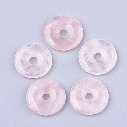 Natural Rose Quartz Pendants, Donut/Pi Disc, Donut Width: 7.3~7.5mm, 20x3~5mm, Hole: 5~5.5mm(X-G-S349-22A-01)