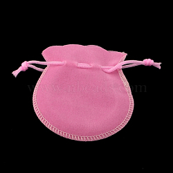 Velvet Bags, Calabash Shape Drawstring Jewelry Pouches, Hot Pink, 9x7cm(X-TP-S003-3)
