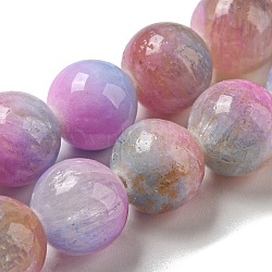 Dyed Natural Jade Beads Strands, Round, Plum, 9.5~10mm, Hole: 1.2mm, about 40pcs/strand, 15.94 inch(40.5cm)(G-F764-03E)