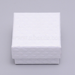 Cardboard Jewelry Boxes, with Black Sponge, for Jewelry Gift Packaging, Square, White, 5.1x5.1x3.3cm(CBOX-WH0007-01A)