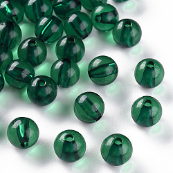 Transparent Acrylic Beads, Round, Dark Green, 10x9mm, Hole: 2mm, about 940pcs/500g(MACR-S370-A10mm-735)