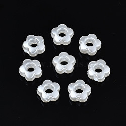 ABS Plastic Imitation Pearl Beads, Flower, Creamy White, 9x9x4mm, Hole: 1.4mm, about 384pcs/50g(X-OACR-N008-117)