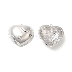 Brass & Cubic Zirconia Pendants,Real, Heart Charm, Platinum, 18x19.5x7mm, Hole: 1.2mm(KK-Q773-19P)