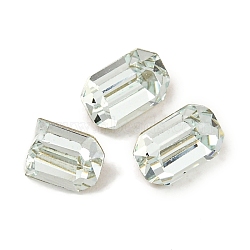 Glass Rhinestone Cabochons, Flat Back & Back Plated, Faceted, Recctangle, Light Azore, 6x4x3mm(RGLA-L029-18A-161)