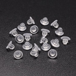 Eco-Friendly Plastic Ear Nuts, Bullet Bullet Clutch Earring Backs with Pad, for Stablizing Heavy Post Earrings, Clear, 5x7m, Hole: 0.8mm, about 10000pcs/bag(KY-E004-01)