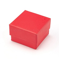 Cardboard Jewelry Earring Boxes, with Black Sponge, for Jewelry Gift Packaging, Red, 5x5x3.4cm(CBOX-L007-005D)
