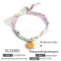 304 Stainless Steel Pendant Printed Scarf Necklaces, Golden, Sun, 27.76 inch(70.5cm), pendant: 39.05mm(FS-WGD2FA8-07)