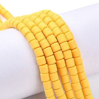 Polymer Clay Bead Strands, Column, Yellow, 5~7x6mm, Hole: 1.5~2mm, about 61~69pcs/strand, 15.74 inch