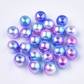 Rainbow ABS Plastic Imitation Pearl Beads, Gradient Mermaid Pearl Beads, Round, Medium Orchid, 5.5~6x5~5.5mm, Hole: 1.5mm, about 5000pcs/500g