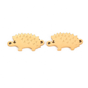 304 Stainless Steel Link Connector Rhinestone Settings, Laser Cut, Hedgehog, Real 14K Gold Plated, Fit for 1mm Rhinestone, 16.5x9x1mm, Hole: 0.9mm