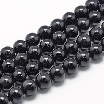 Natural Obsidian Beads Strands, Round, 8~9mm, Hole: 1mm, about 45~48pcs/strand, 15.7 inch