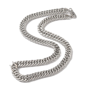 Iron Cuban Link Chain Necklaces for Women Men, Platinum, 17.72 inch(45cm), Link: 11x9x1.6mm