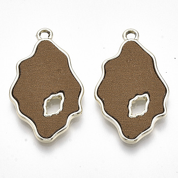 Alloy Pendants, with Cloth, Light Gold, Camel, 33x19.5x2mm, Hole: 2mm