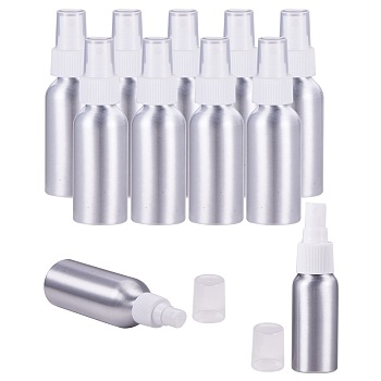 PandaHall Elite Refillable Aluminum Bottles, Salon Hairdresser Sprayer, Water Spray Bottle, Platinum, White, 4.5x14.35cm, Capacity: 120ml(4.06fl. oz)