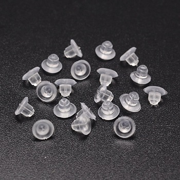 Eco-Friendly Plastic Ear Nuts, Bullet Bullet Clutch Earring Backs with Pad, for Stablizing Heavy Post Earrings, Clear, 5x7m, Hole: 0.8mm, about 10000pcs/bag