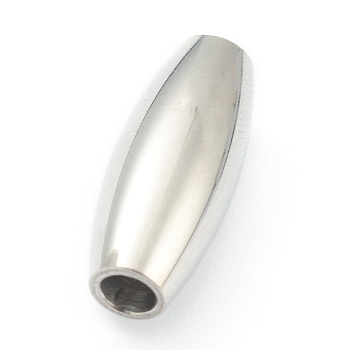 304 Stainless Steel Magnetic Clasps with Glue-in Ends, Column, Stainless Steel Color, 18x7mm, Hole: 3mm