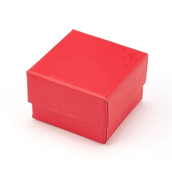 Cardboard Jewelry Earring Boxes, with Black Sponge, for Jewelry Gift Packaging, Red, 5x5x3.4cm