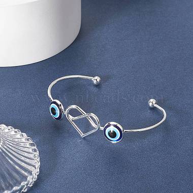 Resin Evil Eye with Heart Cuff Bangle(BJEW-JB09340)-2