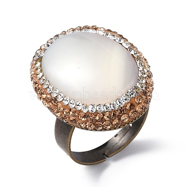 Natural Shell Oval Adjustable Ring with Rhinestone(RJEW-F134-07AB)-2