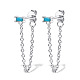 Rhodium Plated Platinum 925 Sterling Silver Chains Front Back Stud Earrings(PA4661-7)-1