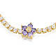 Cubic Zirconia Classic Tennis Necklace with Flower Links(NJEW-N048-01D)-3